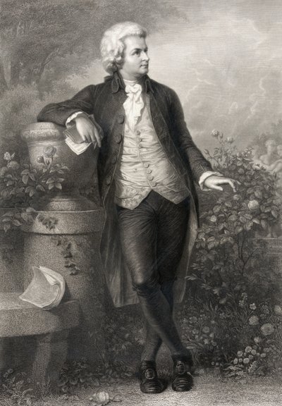 Wolfgang Amadeus Mozart, kaiverrus Paul Barfus (1823-95) tekijältä P. Schworer